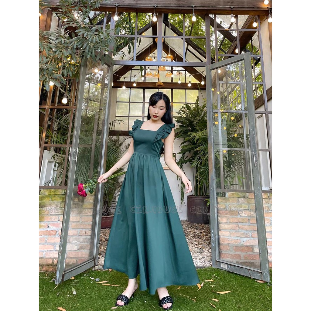 Đầm Maxi Nino 1303 cổ vuông bèo sang trọng CIN HOUSE