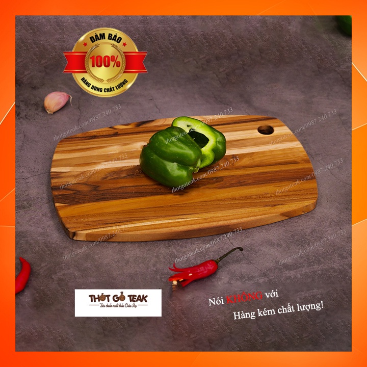 Thớt Gỗ Teak Cao Cấp - Cắt Thái, Trang Trí - 30,5x20,5x1,4cm - OVL01