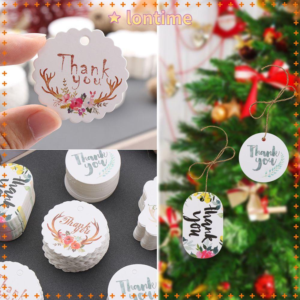 Bộ 50 Thẻ Giấy In Chữ Thank You Kèm Dây Treo Trang Trí Hộp Quà Giáng Sinh / Tiệc Cưới Diy
