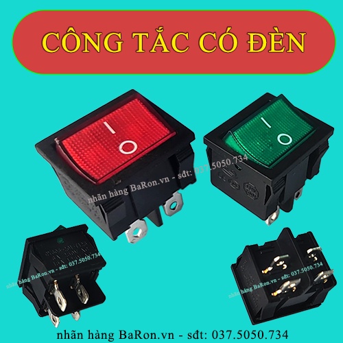 Công tắc có đèn xanh/đỏ KCD5 6A/250V 2 trạng thái on/off