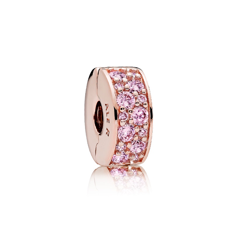 Hạt Pave Kẹp Màu Hồng Đá Vàng Hồng Đính