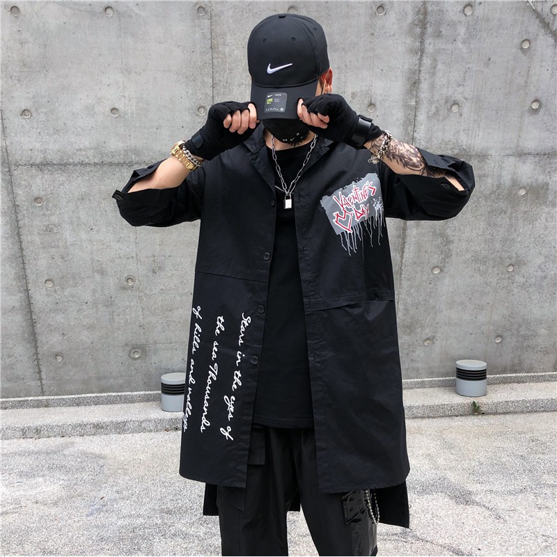 Áo Khoác Mỏng Nhẹ Sơ Mi Nam Dáng Dài Mũ Trùm Đầu Kiểu Hầm Hố Phối Chữ Cá Tính SOMI NAM 9000019 | BigBuy360 - bigbuy360.vn