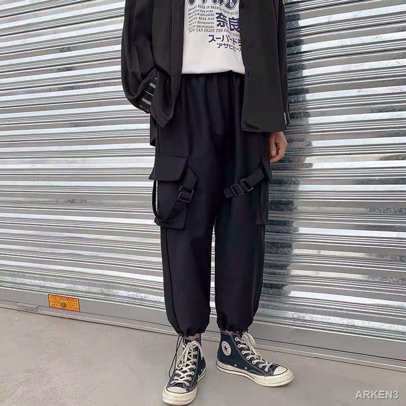 Quần của nam giới legging rộng tất cả phù hợp với ống rộng thẳng hợp thời trang công cụ của nam giới Quần học sinh nam ống rộng Phong cách hoang dã Quần cạp rộng kiểu dáng thời trang