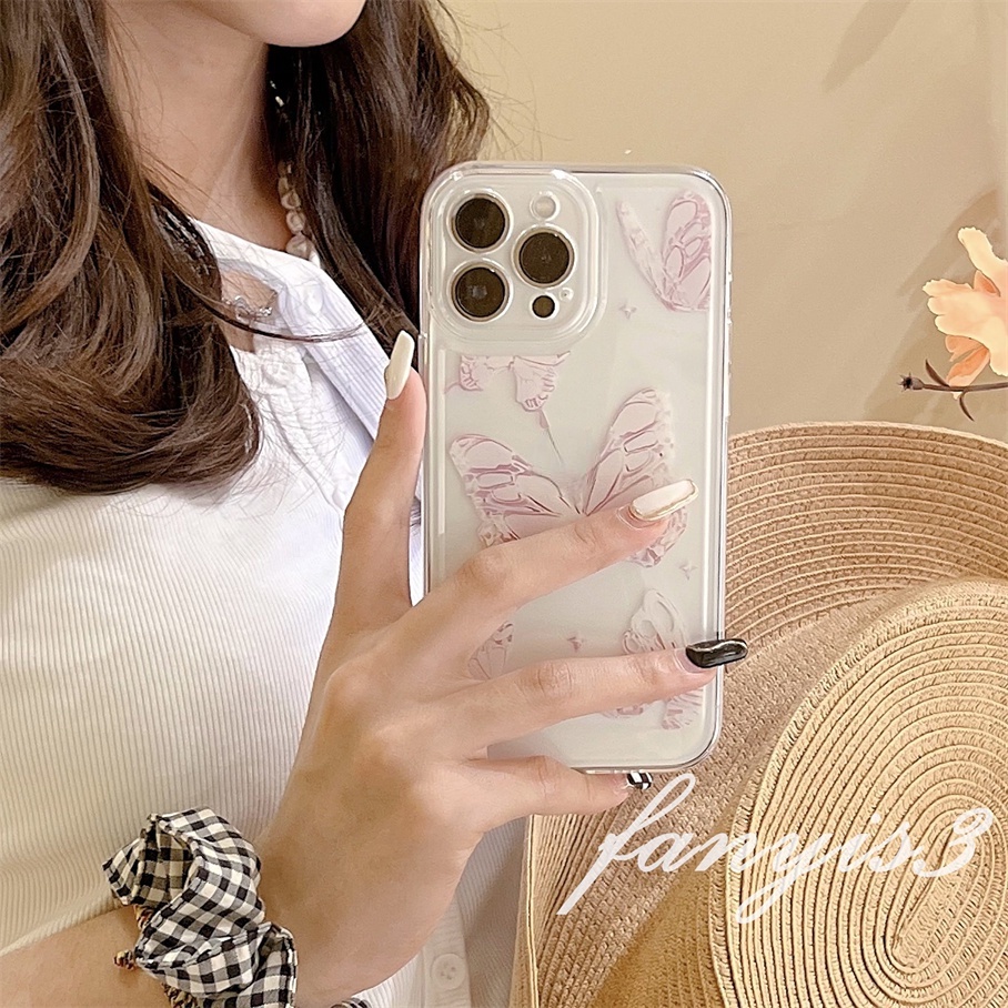 Ốp Điện Thoại TPU Mềm Trong Suốt Họa Tiết Bướm Cho iPhone 14 13 12 11 Pro Max XS Max XR X XS 8 7 6s 6 Plus SE 2020