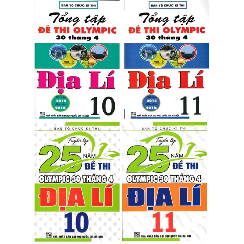 Sách - (Combo 4 cuốn) Tuyển Tập 25 Năm Đề Thi Olympic 30 Tháng 4 + Tổng Tập Đề Thi Olympic 30/4 Môn Địa Lí Lớp 10 + 11