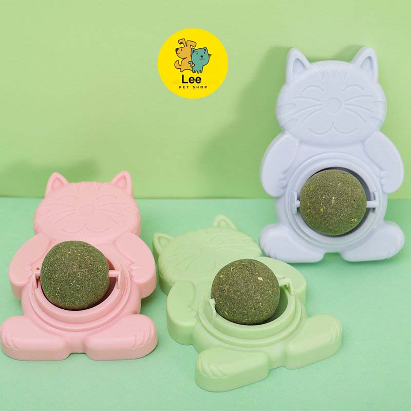 Cỏ mèo gắn tường dạng xoay CATNIP - Cỏ bạc hà viên tròn hỗ trợ tiêu hóa tiêu búi lông cho mèo
