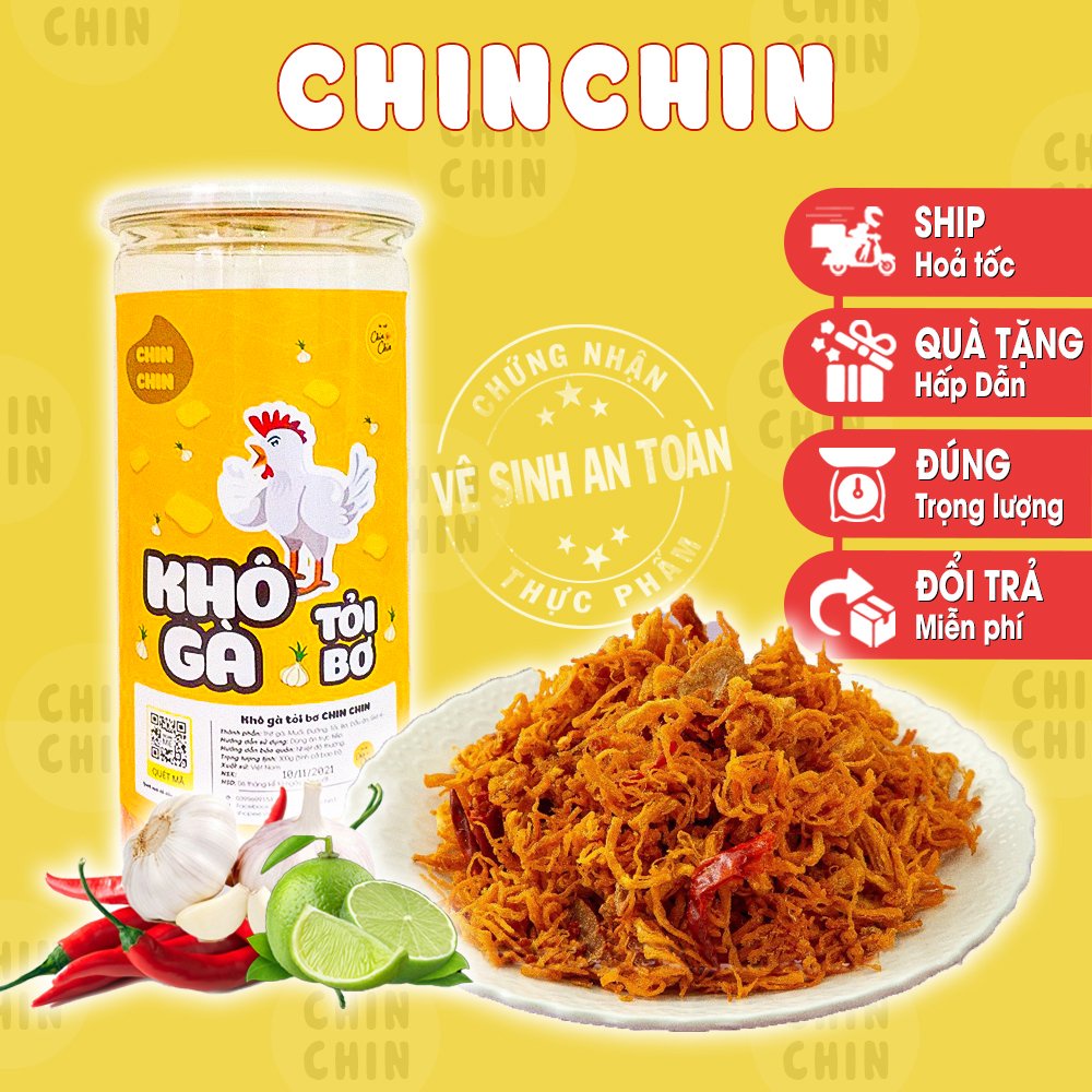 Đồ ăn vặt khô gà bơ tỏi lá chanh xé sợi cay vừa ngon vừa rẻ 300g ChinChin | BigBuy360 - bigbuy360.vn