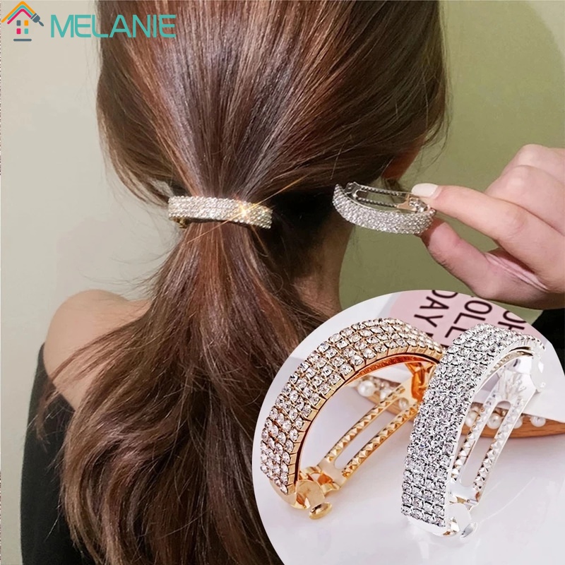 Kẹp Tóc Chữ U Đính Đá Lấp Lánh / Giá Đỡ Đuôi Ngựa Đơn Giản Thanh Lịch Phong Cách Hàn Quốc Cho Nữ