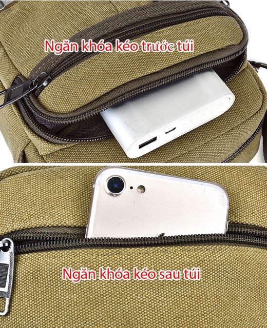 Túi đeo chéo vải bố puanti