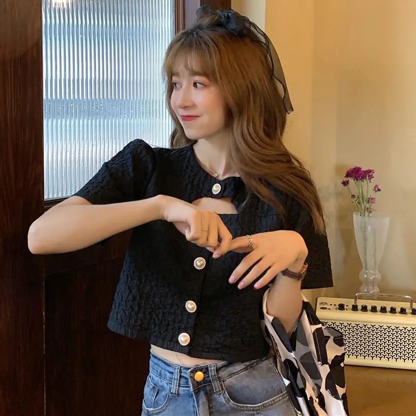 AMOI Áo Sơ Mi Trắng Ngắn Tay Phong Cách Hàn Quốc Thời Trang Cho Nữ