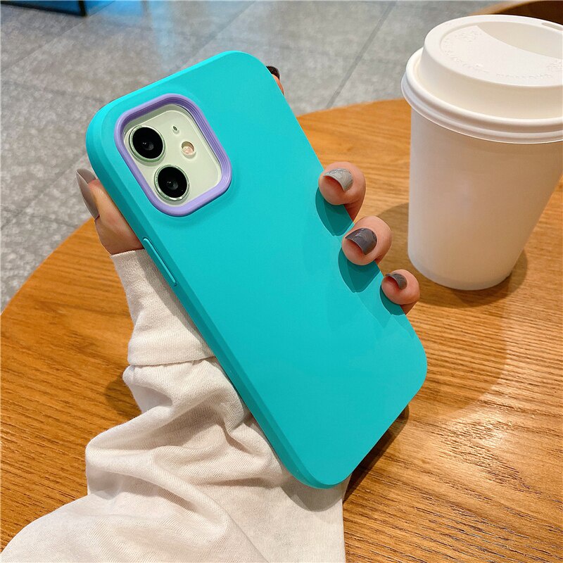 Ốp điện thoại silicon mềm hai lớp 3 trong 1 chống sốc cho iPhone 13 12 11 Pro Max XR XS Max X 6 6S 7 8 Plus 13