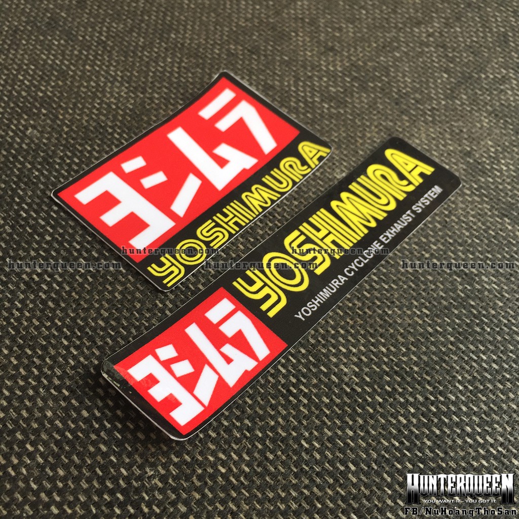 Logo YOSHIMURA[6.9x4.5cm] Hình dán decal siêu dính, chống nước, tem đua trang trí xe máy