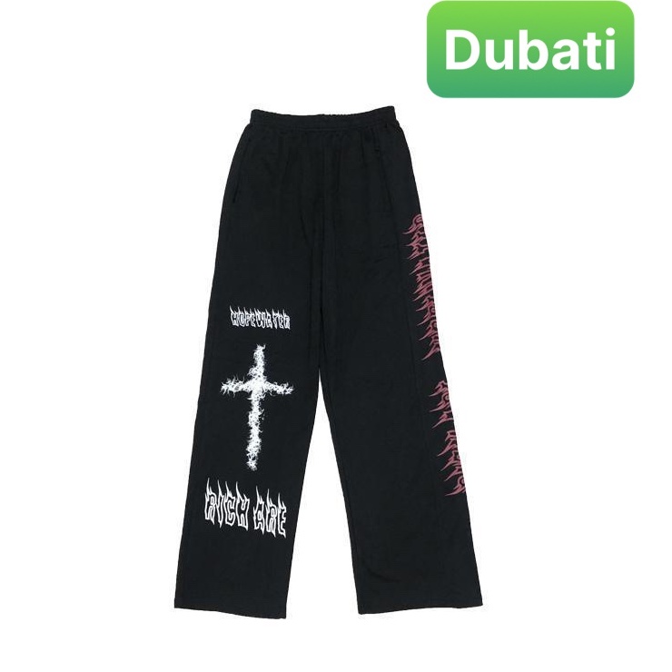 QUẦN JOGGER NAM NỮ UNISEX CHẤT NỈ DÀY DA CÁ ỐNG SUÔNG RỘNG THÊU LỬA RÚT DÂY HÀN QUỐC SANG CHẢNH - DUBATI FASHION