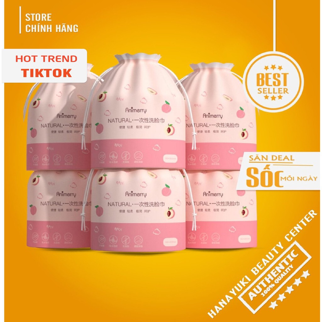 Mua 3 tặng 1- 40 khăn mặt khô cuộn tẩy trang Animerry- giấy lau mặt cotton dùng 1 lần lau khô/lau ướt- Hanayuki Asia