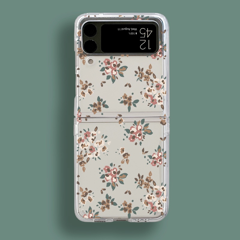 Bao Da Điện Thoại Nắp Gập Mỏng Họa Tiết Hoa Thời Trang Cho samsung galaxy z flip 4 flip 3 5g Ốp