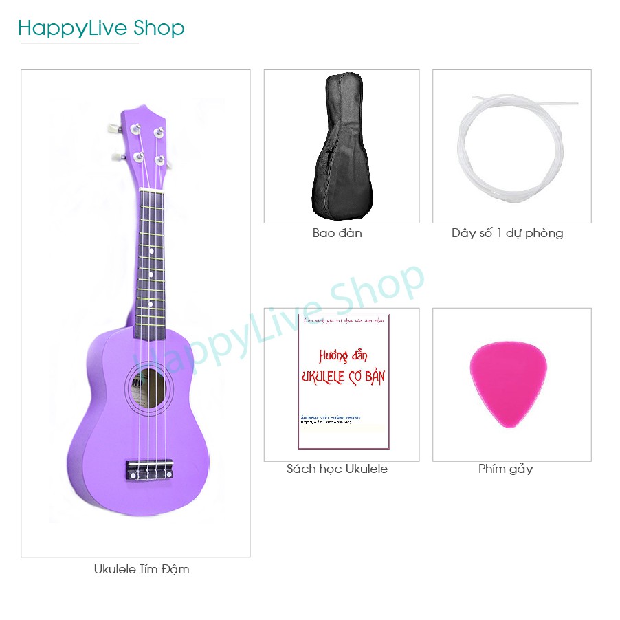 Đàn Ukulele Tím Đậm Soprano Magnate tặng bao + dây dự phòng + sách + phím gảy