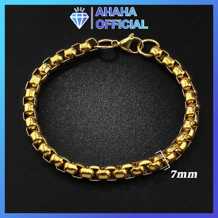Lắc tay nam inox cao cấp rẻ đẹp kiểu xích ahaha.officical kích cỡ 7mm màu mạ vàng thép không gỉ PTLTNA11