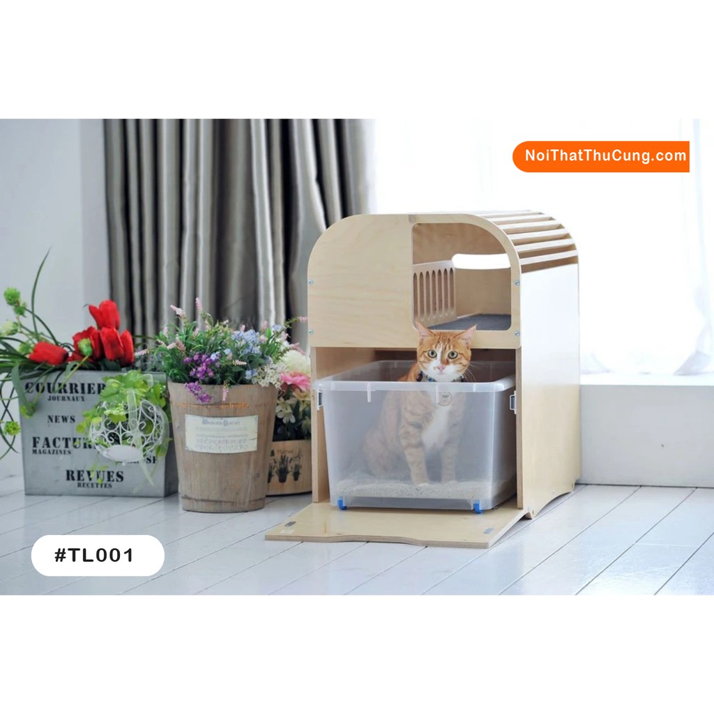 Nhà vệ sinh cho mèo kèm khay đựng cát khép kín chống văng, hạn chế mùi hôi PetZou TL001