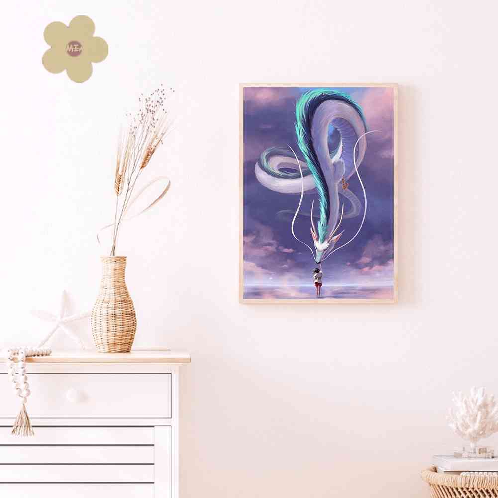 Bộ Tranh Đính Đá 5D DIY Hình Rồng Hoạt Hình Dùng Trang Trí Nhà