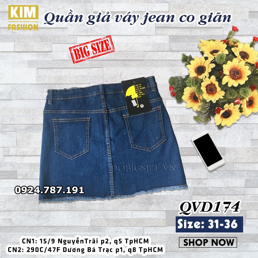 Quần Váy Jean Bigsize Co Giãn QVD174 size 31-36