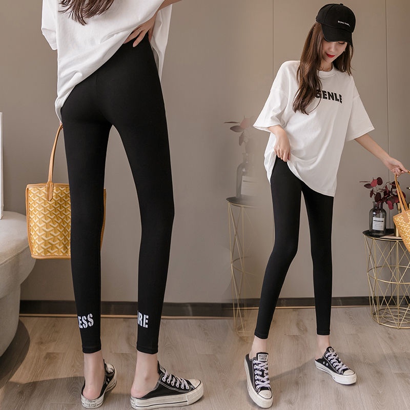 Quần Legging thể thao lưng cao hoạ tiết in chất liệu co giãn