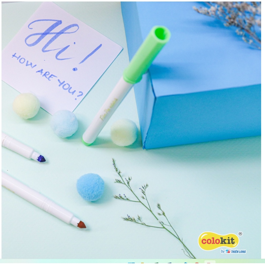 Bút lông 20 màu Pastel Washable Fiber Pen Thiên Long Colokit SWM-C008 - Bút lông màu rửa được - viết nét thanh nét đậm