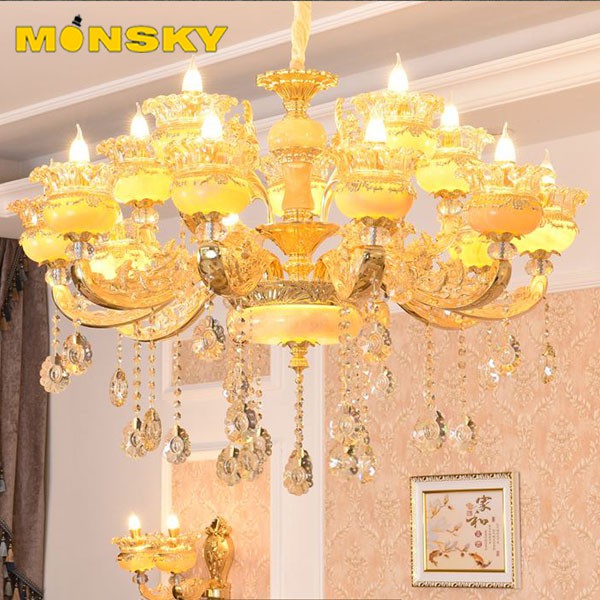 Đèn chùm MONSKY SILVA pha lê trang trí nội thất sang trọng 15 tay - kèm bóng LED chuyên dụng