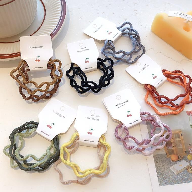 Dây buộc tóc SOLANO dây chun buộc tóc nhiều màu phong cách Hàn Quốc họa tiết lượn sóng cá tính FAH-001332