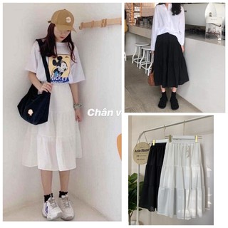 Chân Váy Vintage HÀN QUỐC 💥 Chân Váy Dáng Dài Tiểu Thư Đáng Yêu Kèm Ảnh Thật
