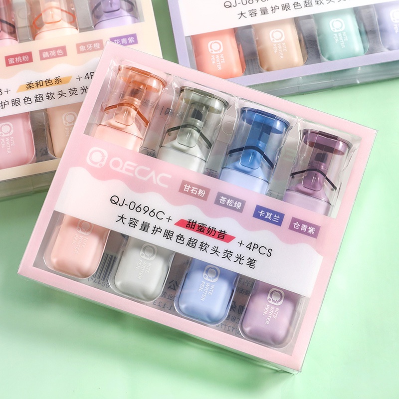 Set 4 Bút Đánh Dấu Đầu Xiên Nhiều Màu Sắc Có Khả Năng Đánh Dấu Bảo Vệ Mắt Cho Học Sinh/Văn Phòng