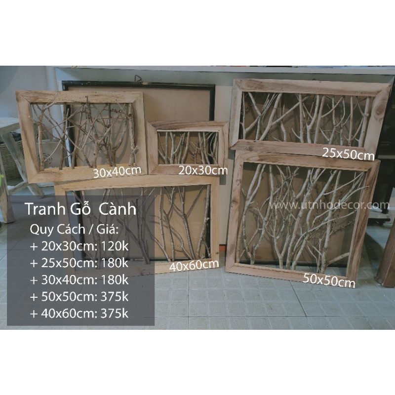 Tranh gỗ cành cây khô treo tường kích thước 40 x 60CM