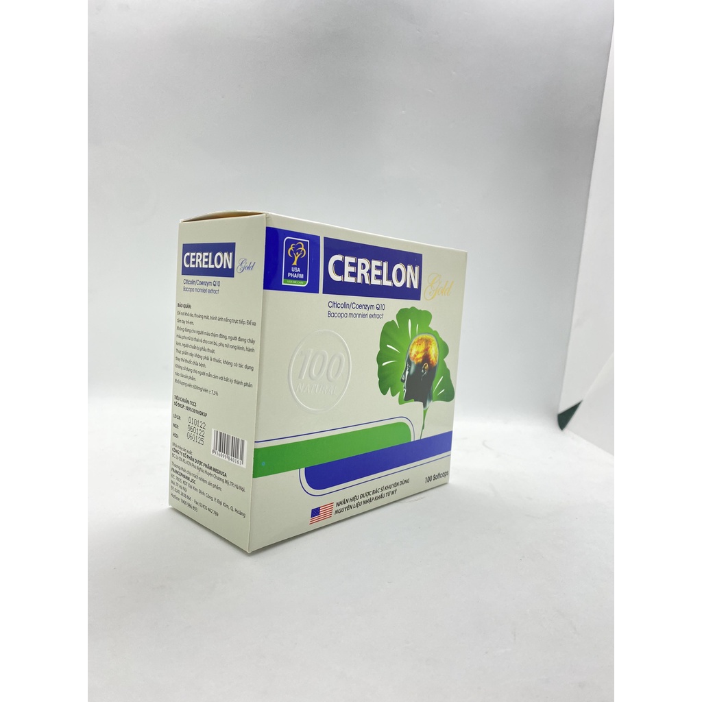 Viên bổ não Cerelon Gold - Giảm nhức đầu, hoa mắt, chóng mặt do rối loạn tiền đình - Hộp 100 viên