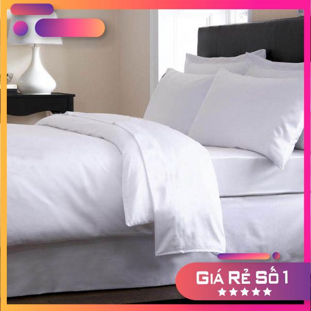 Bộ gra nệm trắng trơn 1m6x2m cho Khách sạn kèm 2 áo gối