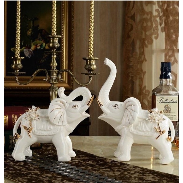 Bộ Tượng Voi Tài Lộc Decor, Trang trí phòng khách, phòng làm viêc