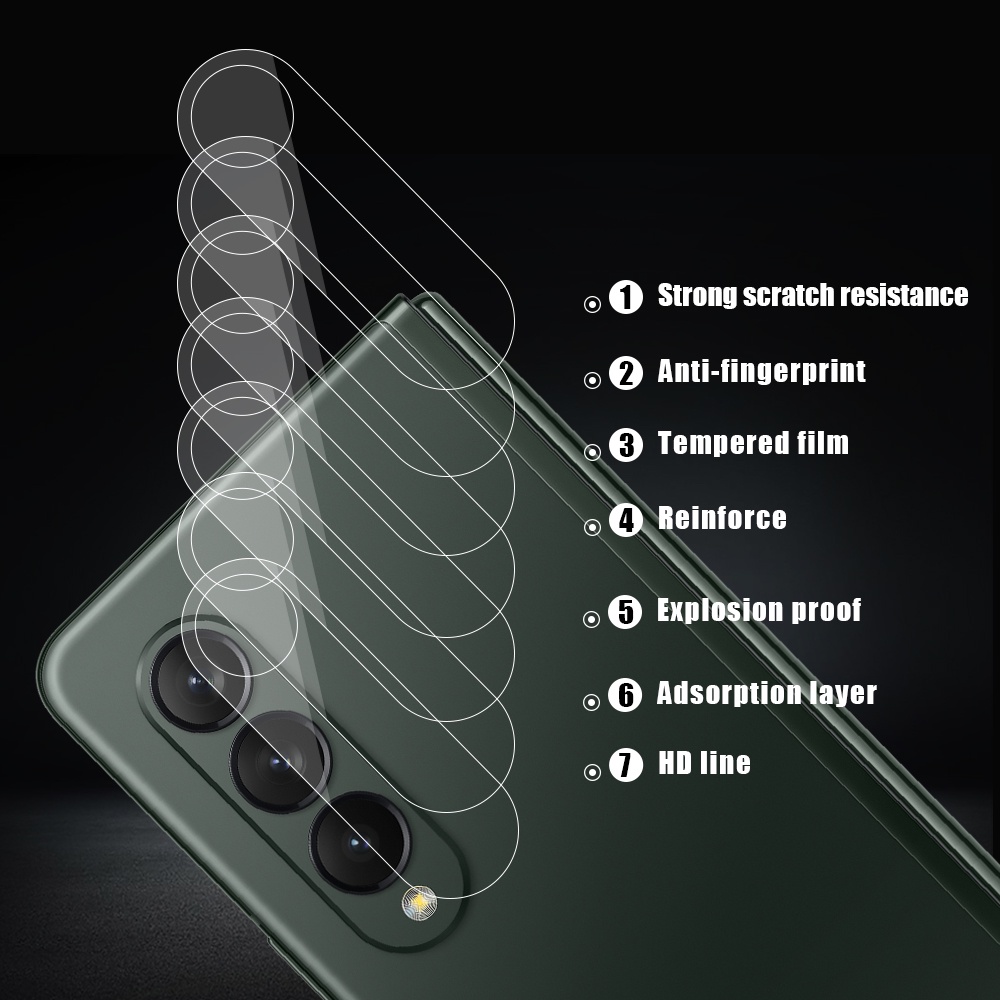 Miếng Dán Cường Lực Bảo Vệ Ống Kính Máy Ảnh Cong 3D Cho Samsung Galaxy Z Fold4 Fold3 Fold2 Flip3 Flip4 5G