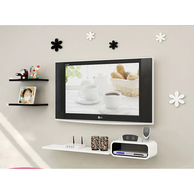 Kệ Treo Tường Trang Trí Cho Tivi 32 - 43inch Gỗ Lõi Xanh Chống Ẩm Cao Cấp + Tặng Trang Trí Gỗ 3D Dán Tường.