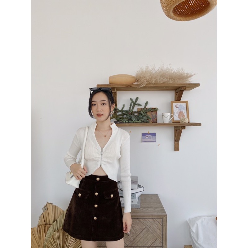 Chân váy nhung cúc ngọc | BigBuy360 - bigbuy360.vn