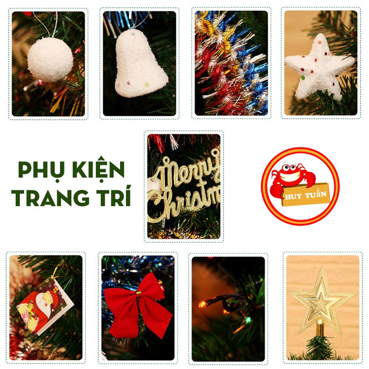 Cây thông noel trang trí nhà cửa cao 1.5m kèm 80 phụ kiện