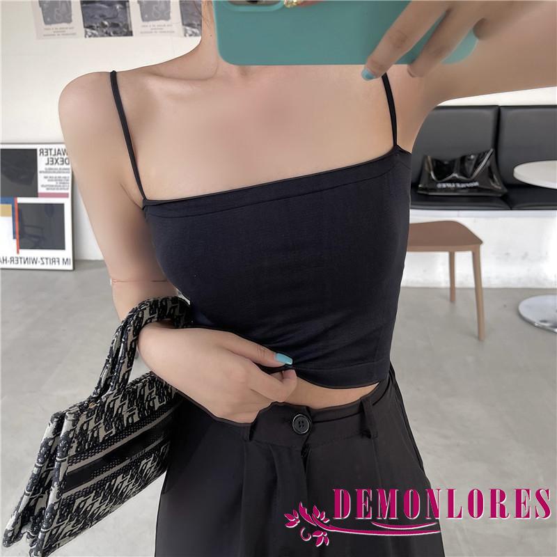 Áo Hai Dây Có Mút Đệm Ngực Màu Sắc Trơn Quyến Rũ Cho Nữ