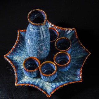 BỘ SAKE UÔNG RƯỢU Oanh Gia Authentic Bat trang Men hỏa biến CAO CẤP