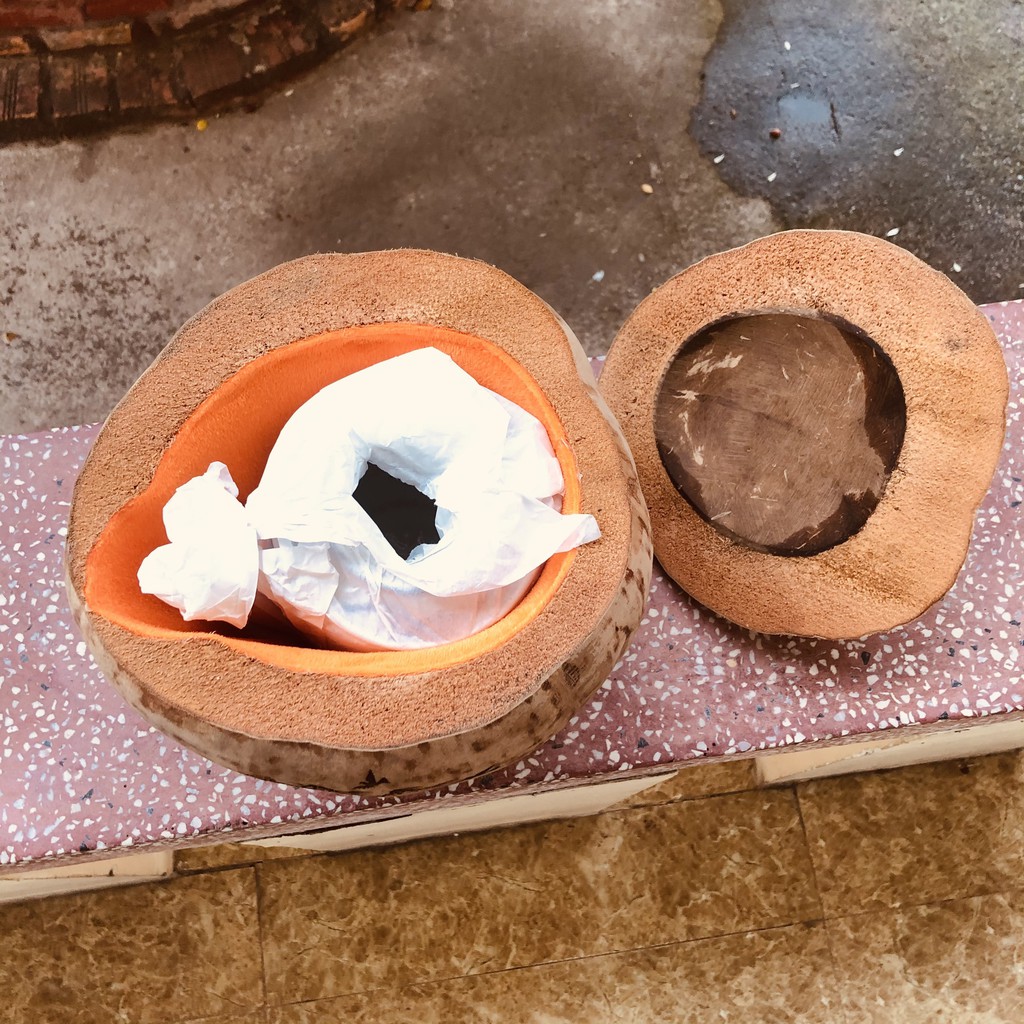 [Có Video] Bình giữ nhiệt trái Dừa | Bộ giữ ấm trà bằng trái dừa khắc Lazer có đế -mỹ nghệ dừa Bến Tre - tặng kèm ấm trà