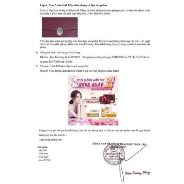 Diamond White  Viên Uống Trắng Da Phiên bản Mới 2020💖 Mua 3 Tặng 1 Đông Trùng Linh Chi💖 Đảm Bảo Chính Hãng (Tem cào) | BigBuy360 - bigbuy360.vn