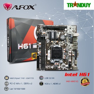 MAIN AFOX H61 MA5 V2 MỚI CHÍNH HÃNG LAN 1G(1000MB)