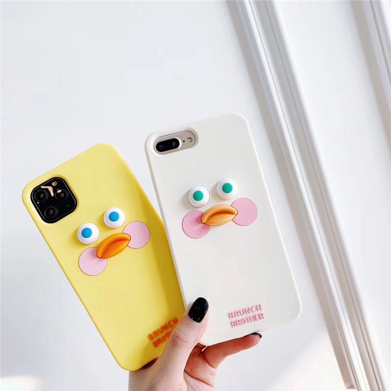 Ốp điện thoại silicon gắn hình anh em vịt Brunch 3D dành cho iPhone 13 12mini 12 pro max 11 Pro Max 6 6s 7 8 Plus X XS XR XS MAX