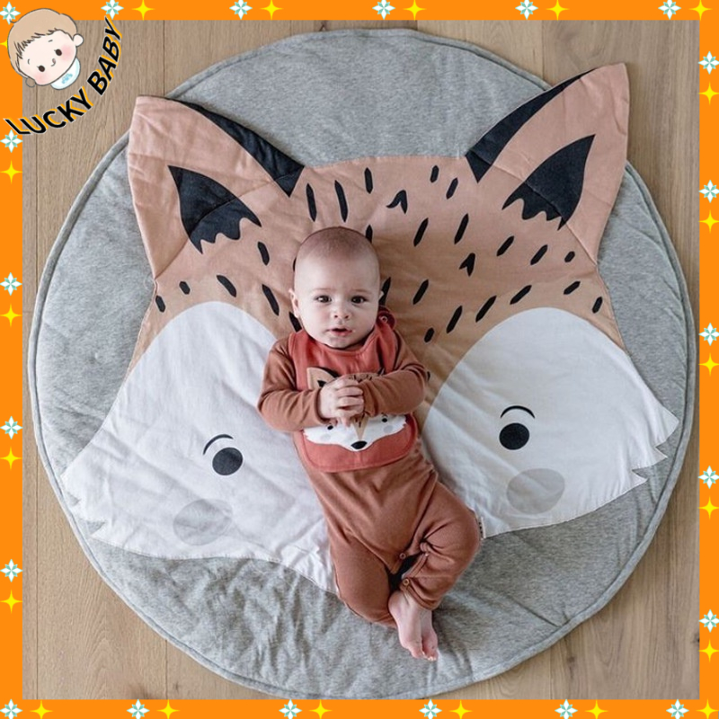 LUCKYBABY Tròn Foxes Thảm bông cho trẻ sơ sinh bò chơi nhà Phòng phòng ngủ khách