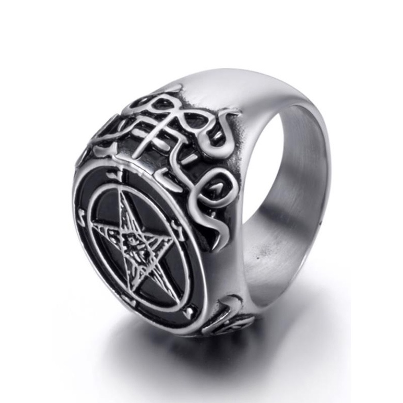 Nhẫn Thép Không Gỉ Mặt Thánh Giá Satan JP5