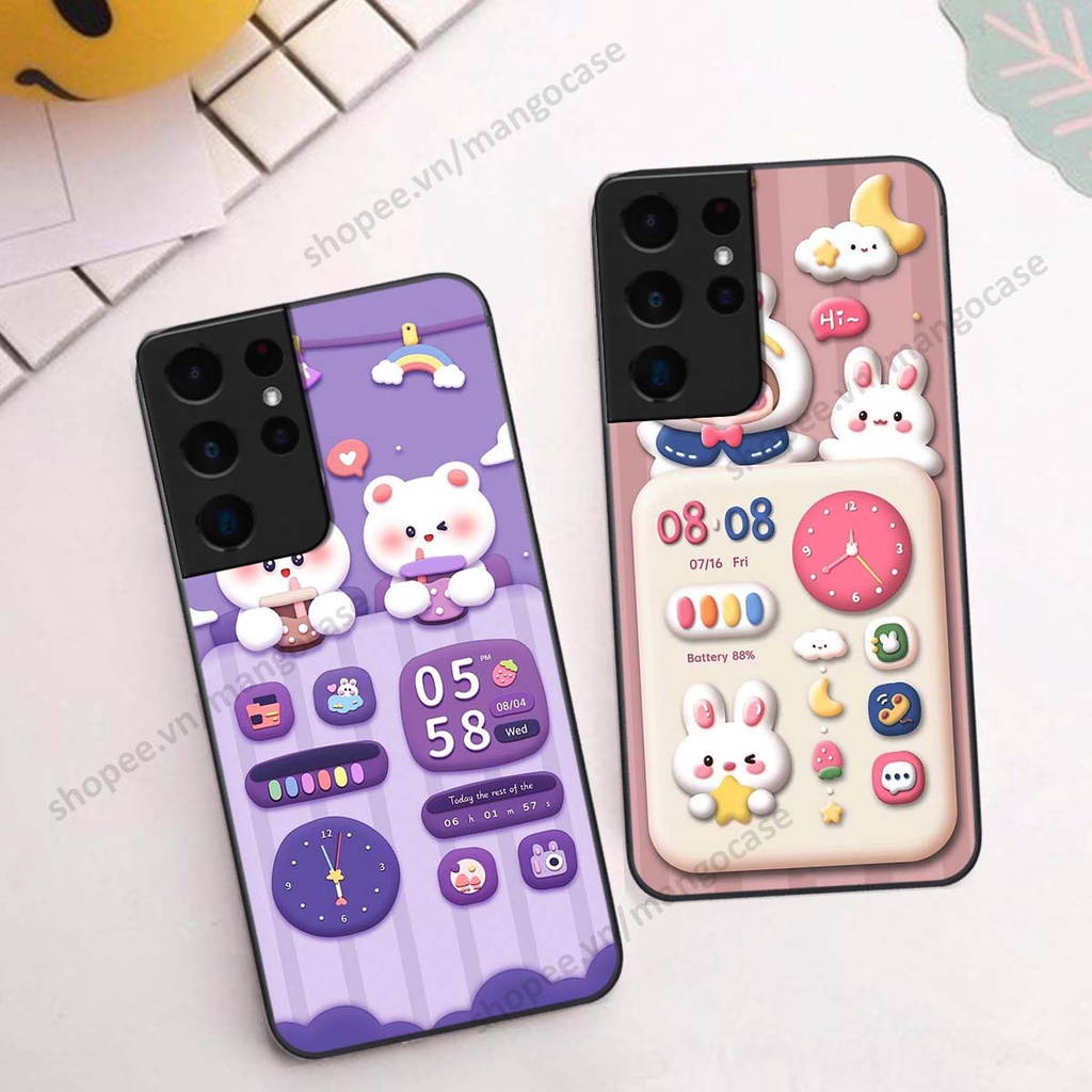 Ốp lưng Samsung S21 Ultra hình gấu, thỏ, đồng hồ cute dễ thương