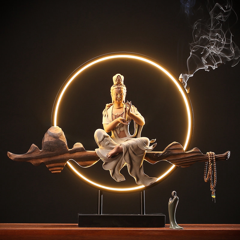 Đèn LED trang trí thưởng trầm tạo hình tượng Phật (hàng nhập khẩu nguyên bộ cao cấp, nhiều set)