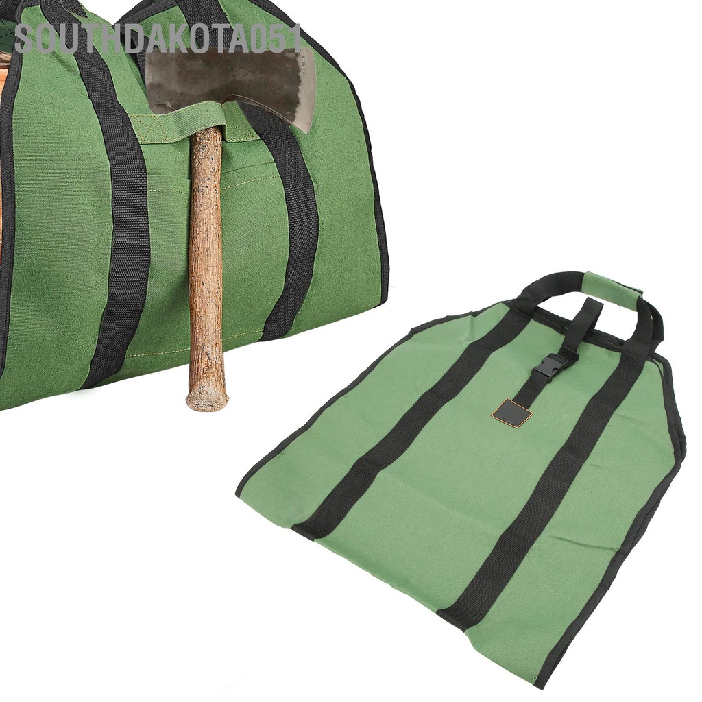 [Hàng Sẵn] Túi đựng củi Đa chức năng Di động Bền Màu xanh lá cây cho Cắm trại ngoài trời【Southdakota051】