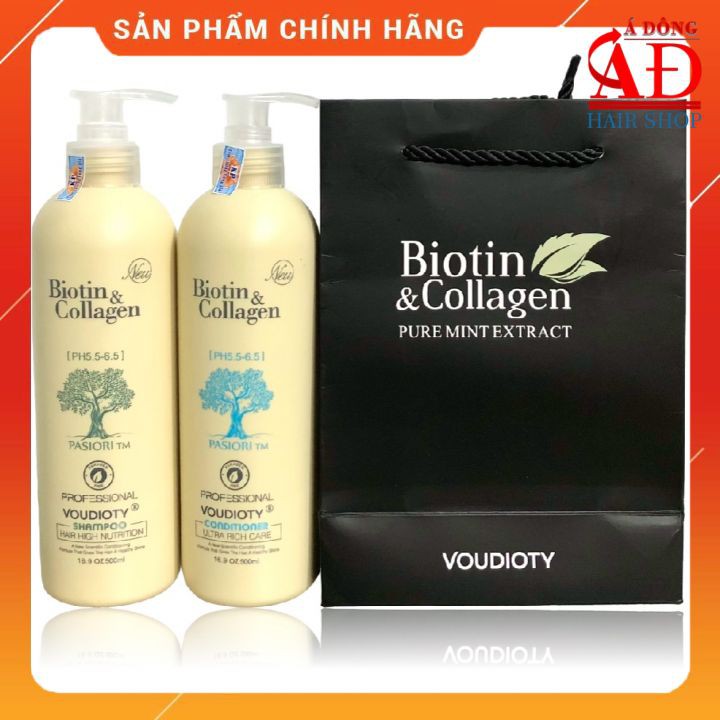 [Chính hãng] [500ml*2] Cặp dầu gội xả Biotin &amp; Collagen Trắng Pasiori phục hồi ngăn rụng kích thích mọc tóc